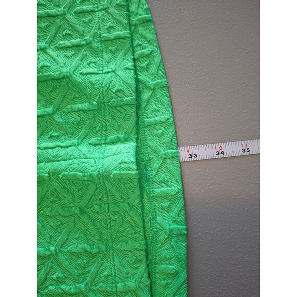 Crow Ivy Women Shift Mini Dress Small Green Textured Sleeveless Geometric Preppy - Picture 7 of 7